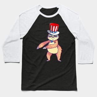 Sloth American Flag Hat Patriotic 4th Of July Gifts Baseball T-Shirt